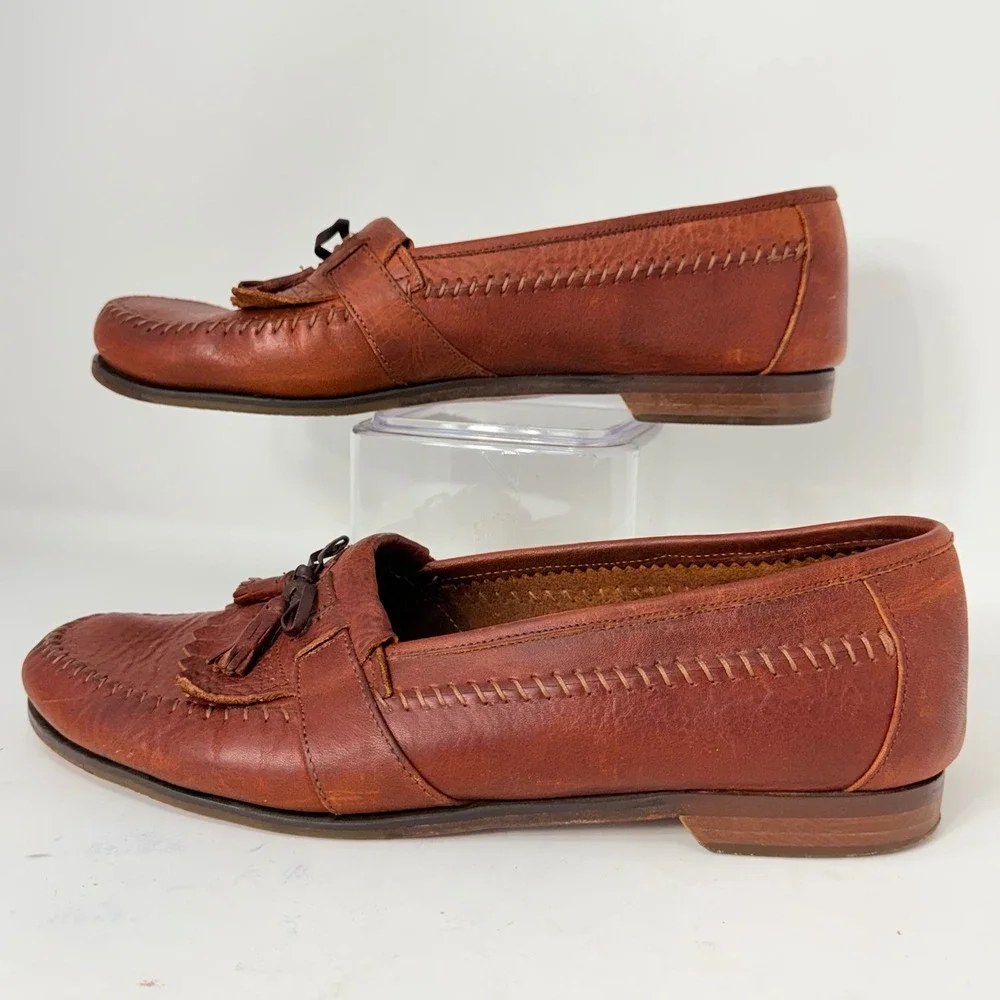J. Murphy by Johnston & Murphy Mens 12 M Brown Leather Kiltie Tassel Loafer 1800